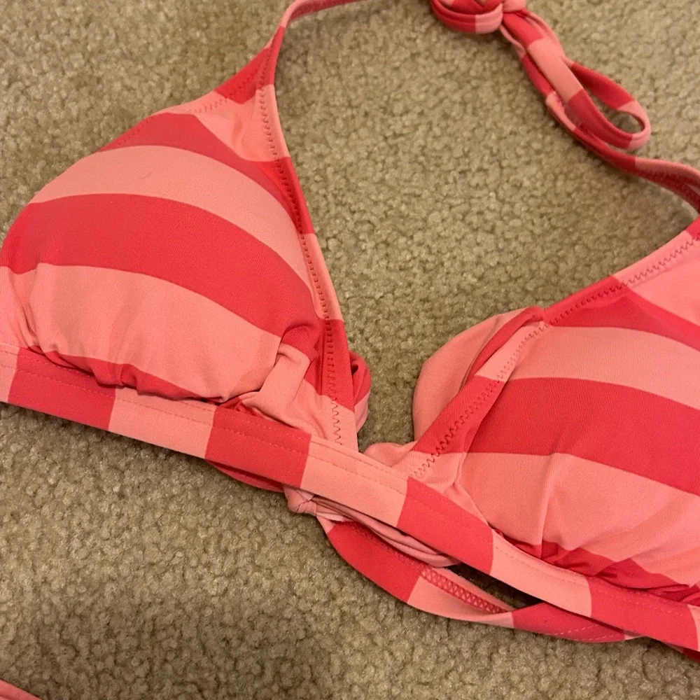 Ing Pink and Red Striped Bikini - Picture 3 of 6